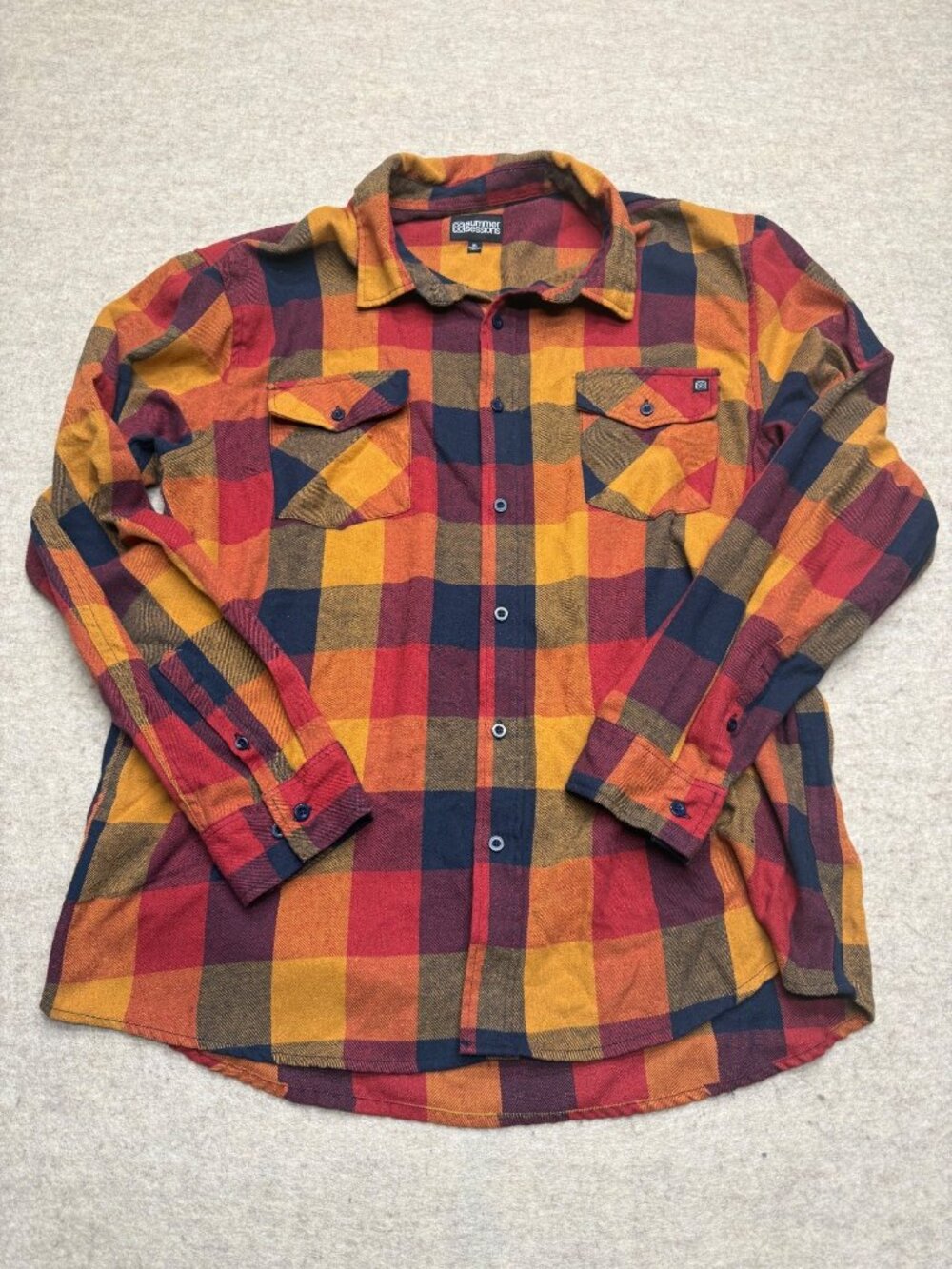Summer Sessions Flannel Plaid Button Down Long Sleeve Shirt Men's XL